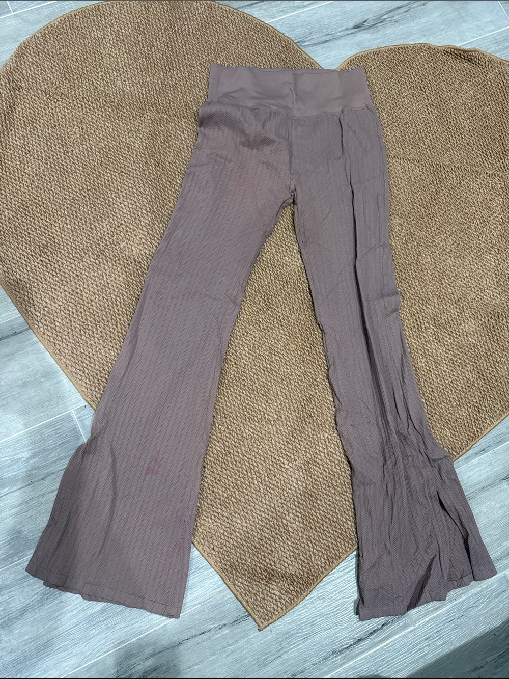 PINK Victoria's Secret Mauve Ribbed Flare Pants
